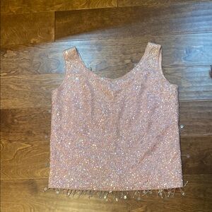 Vintage Pink Sequin Embellished Tank Top